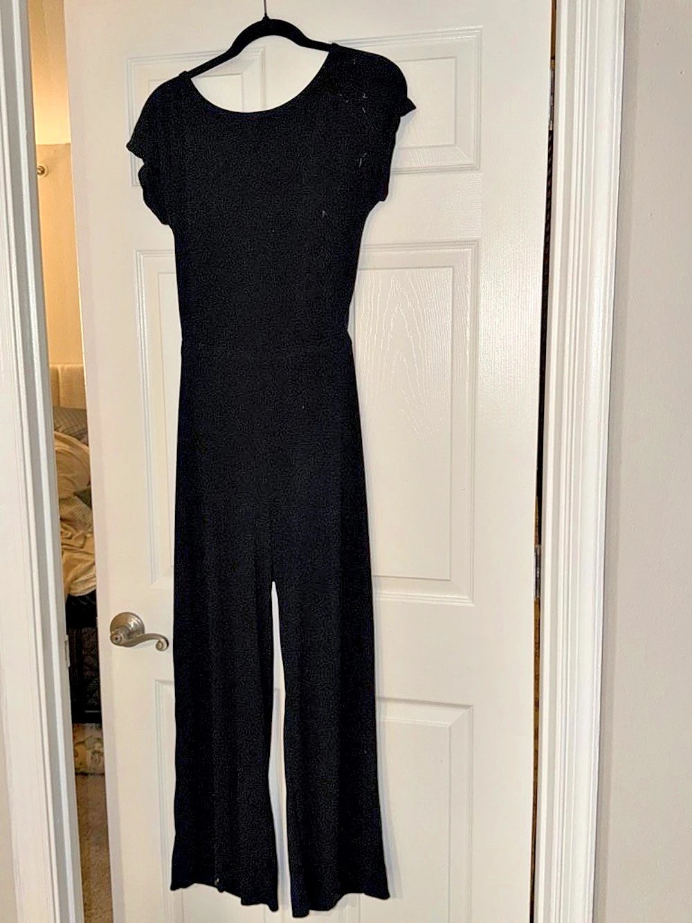 Free People Black Open Back Wide Leg Jumpsuit Medium NWT